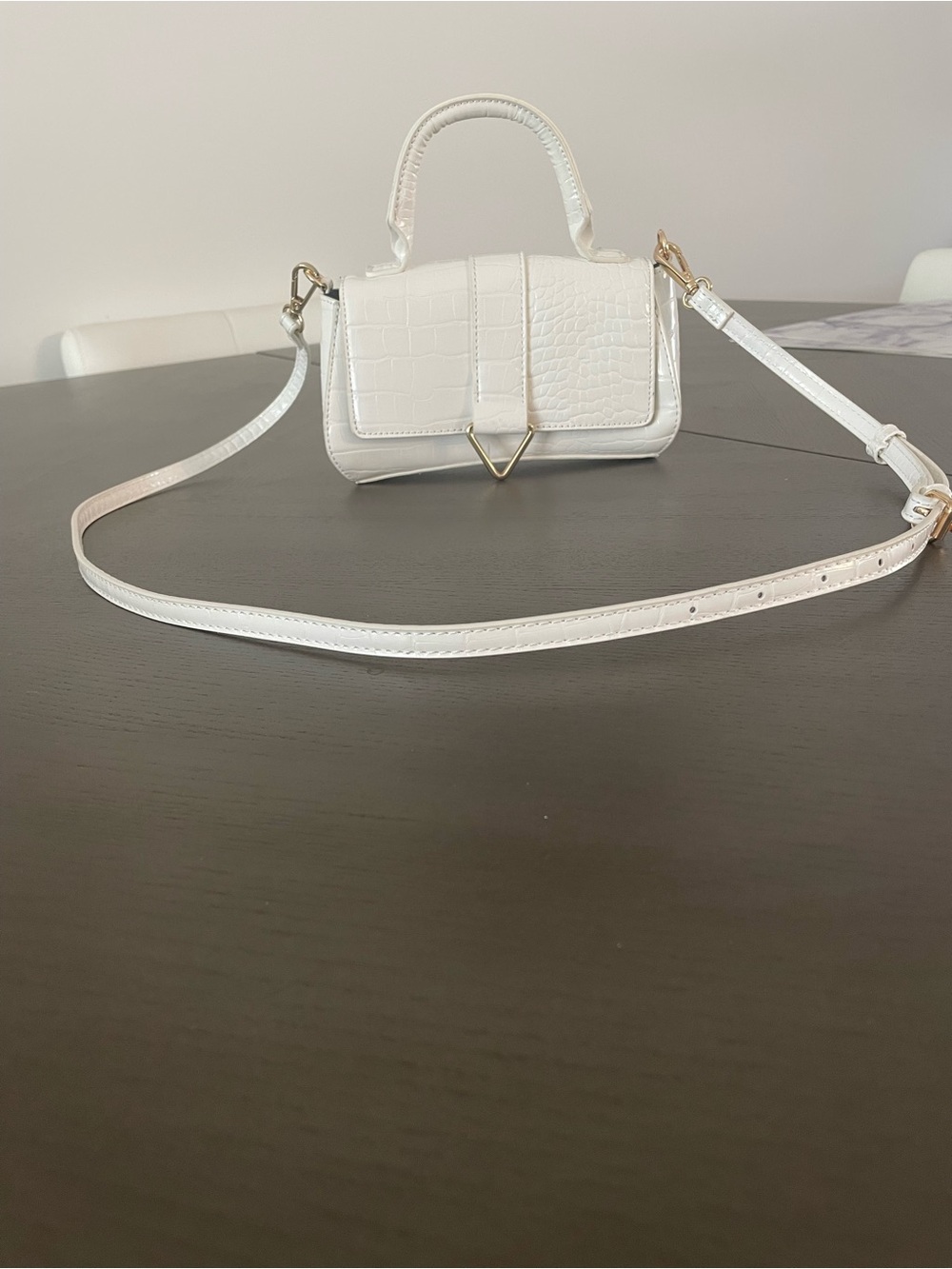 ASOS White Croc-Embossed Top Handle Bag - Picture 7 of 11